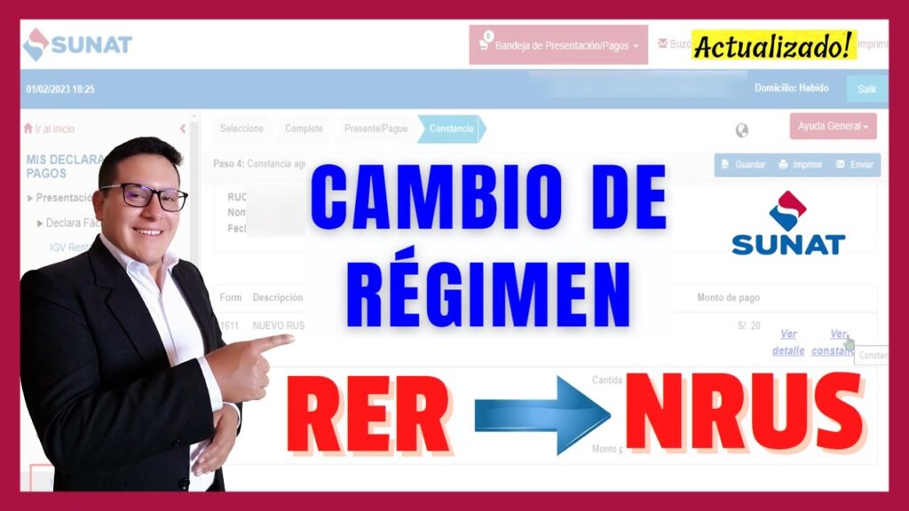 Pasos para cambiar de régimen tributario en SUNAT